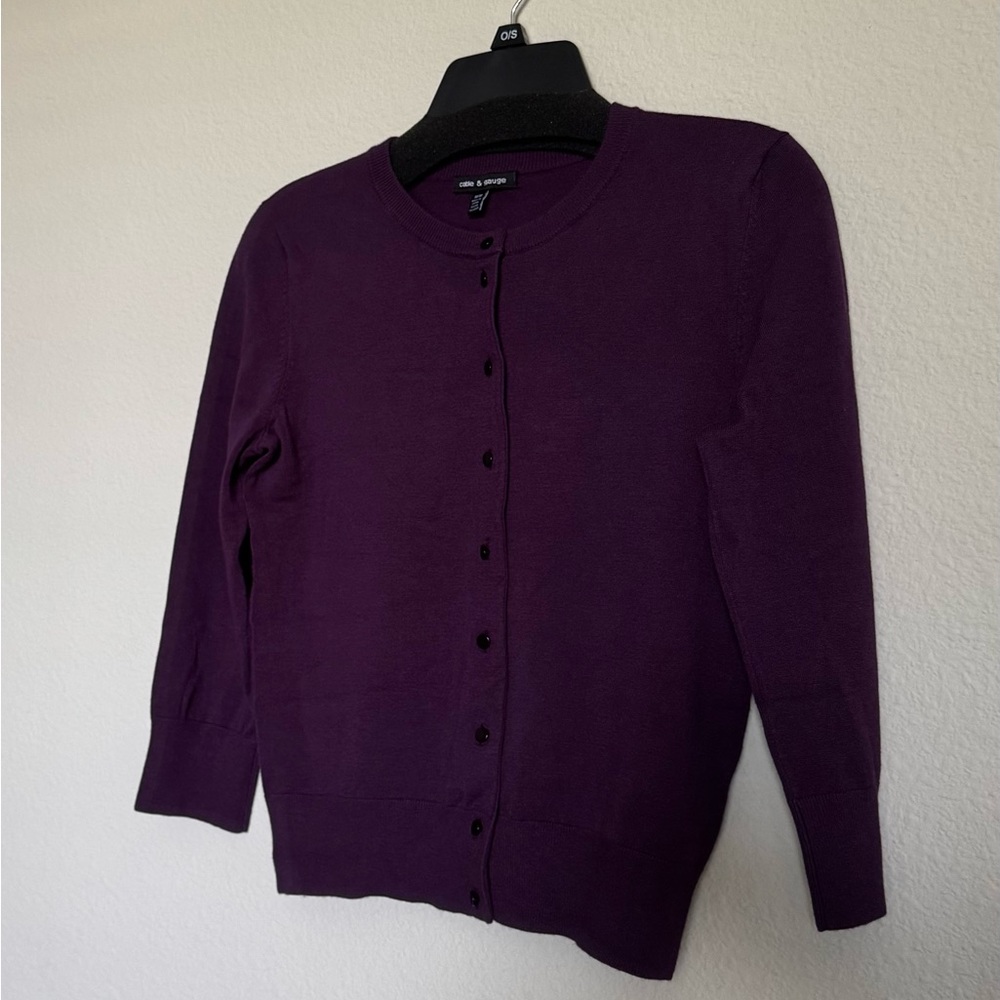 Cable & Gauge Purple Wine 3/4 Sleeve Women's Cardigan